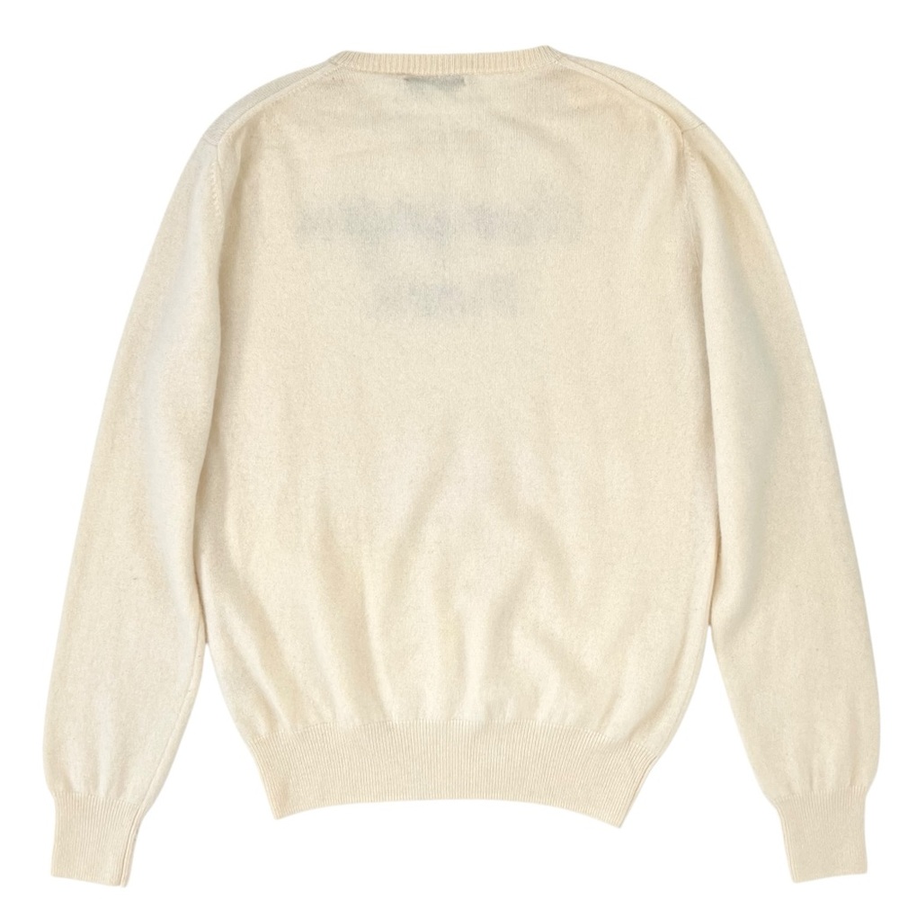 Lingua Franca Cream White Champagne Mami Cashmere Crewneck Sweater sz M - Picture 2 of 7